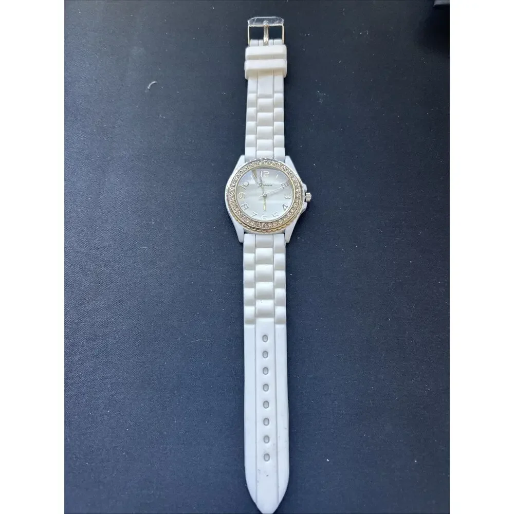Geneva White Dial And Band Gold Tone Case Women’s Quartz Watch